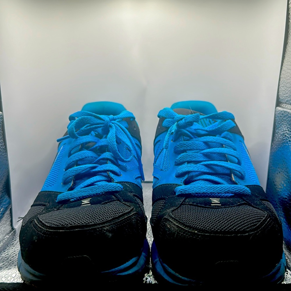 Nike Shox Blue and Black with Silver swoosh.